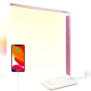 Led Desk Lamp with USB Charging Port, 5 Color Modes